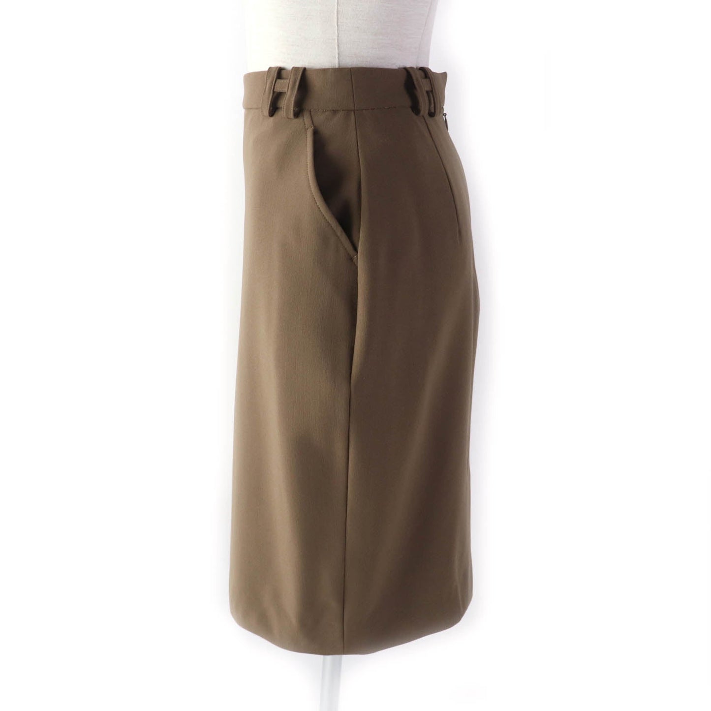 HERMES Tight Skirt wool Brown 34