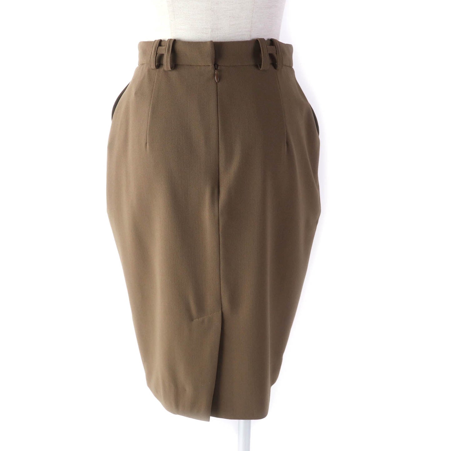HERMES Tight Skirt wool Brown 34