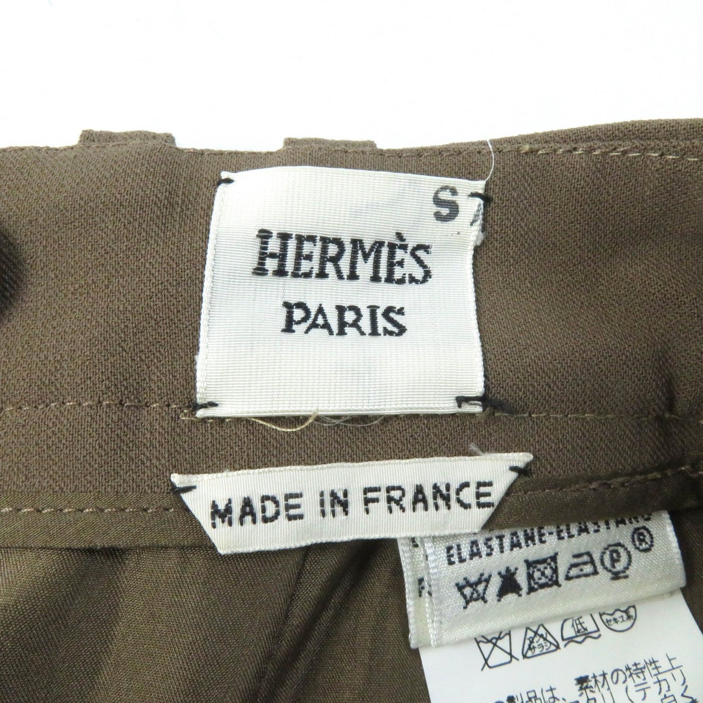 HERMES Tight Skirt wool Brown 34