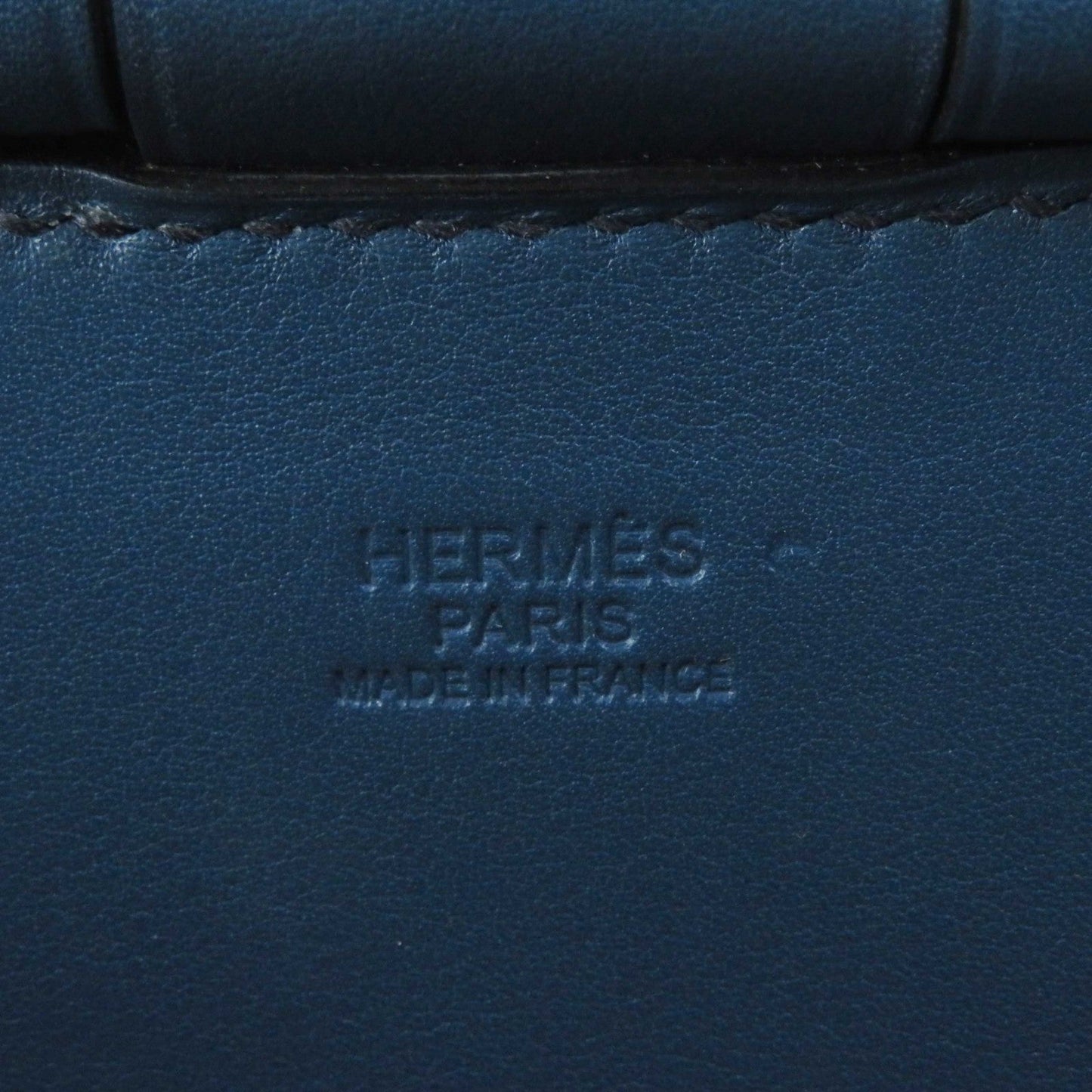 HERMES Shoulder Bag Swift Ocea Blue type Natural fishing basket