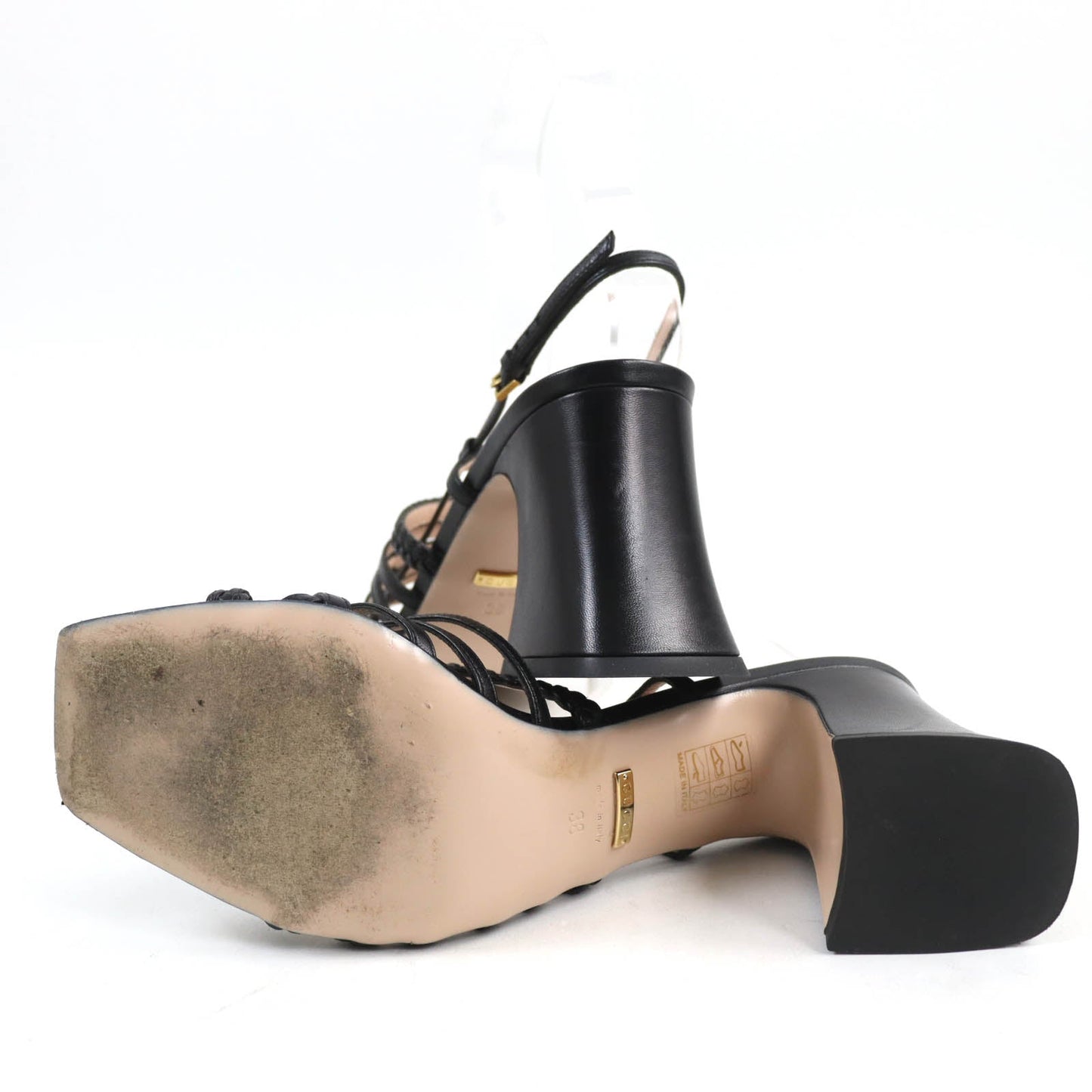 GUCCI Sandals leather black 38