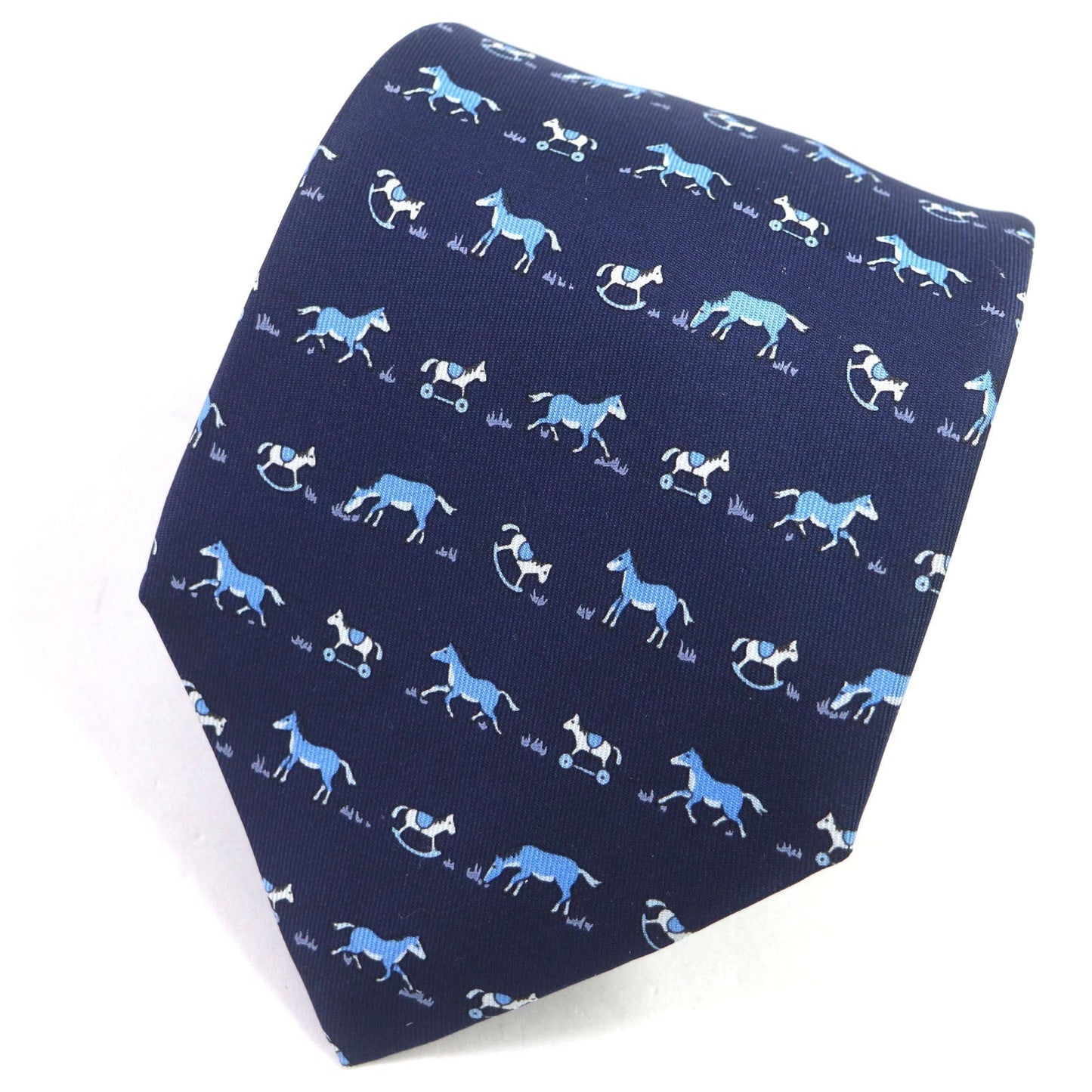 HERMES tie silk Navy