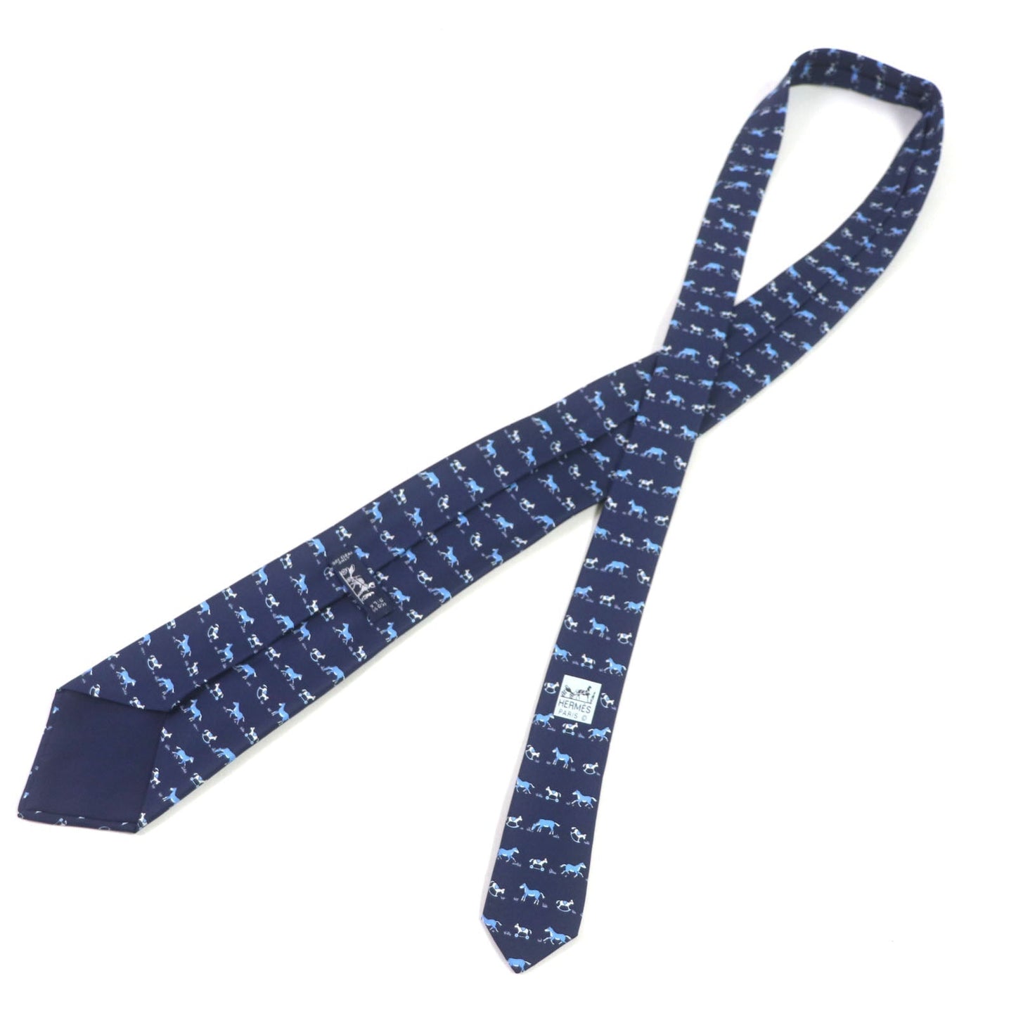HERMES tie silk Navy