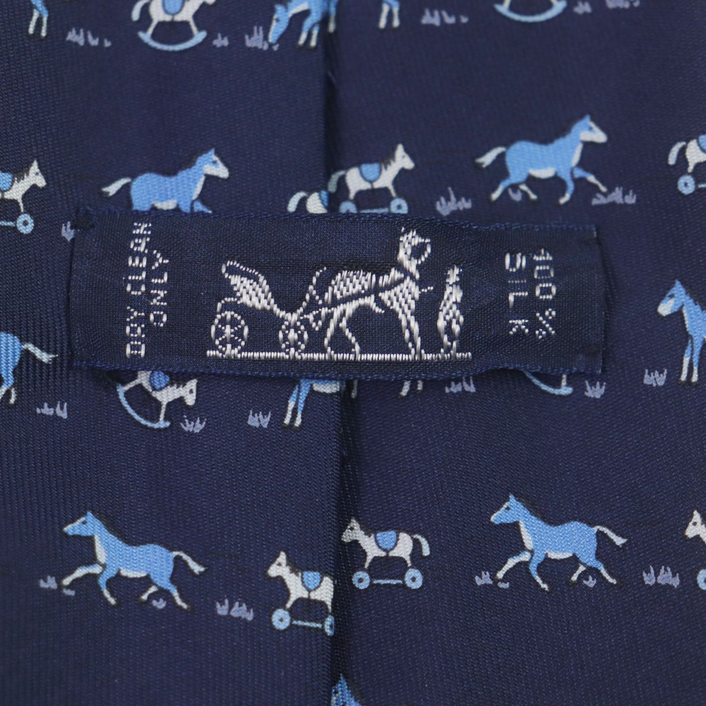 HERMES tie silk Navy