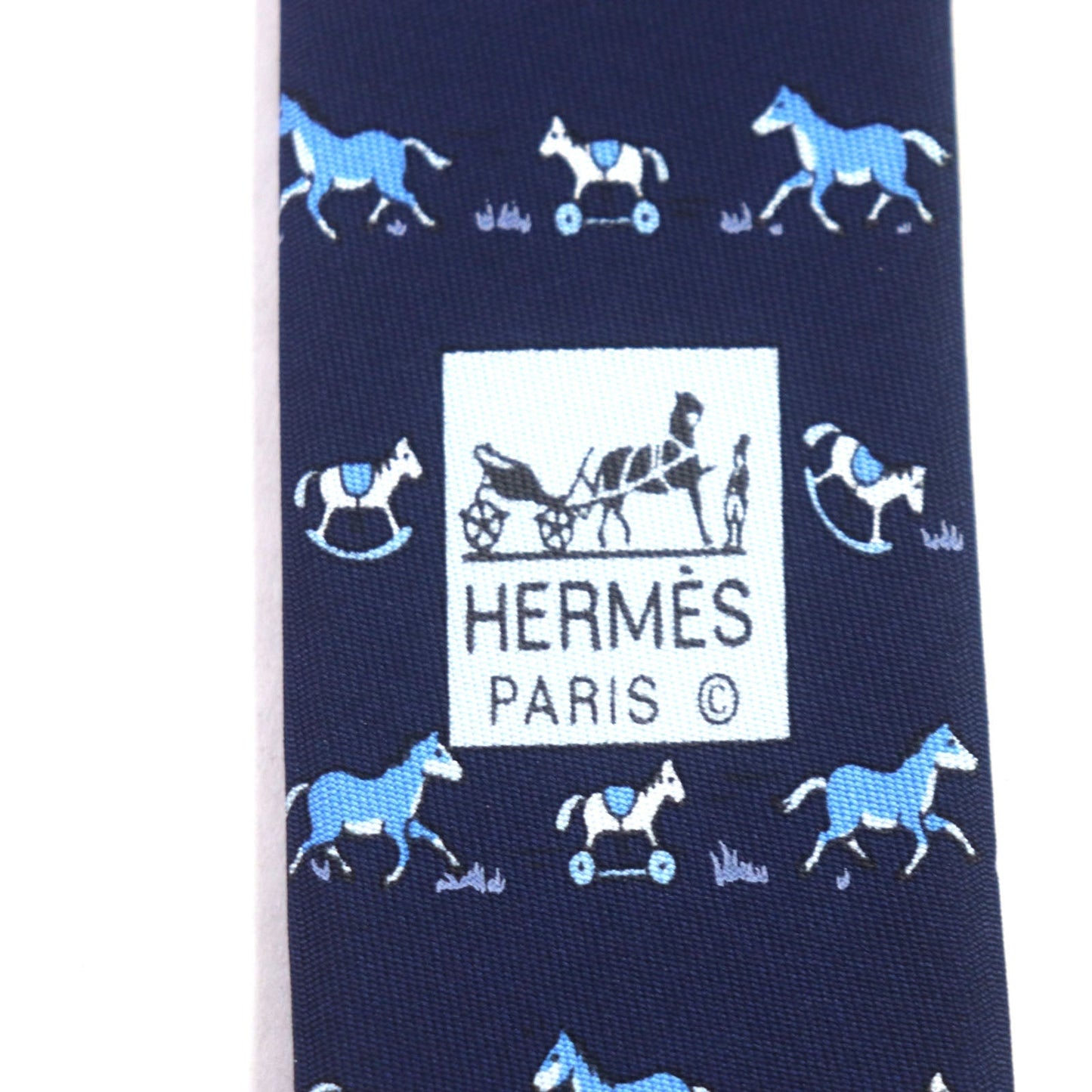 HERMES tie silk Navy