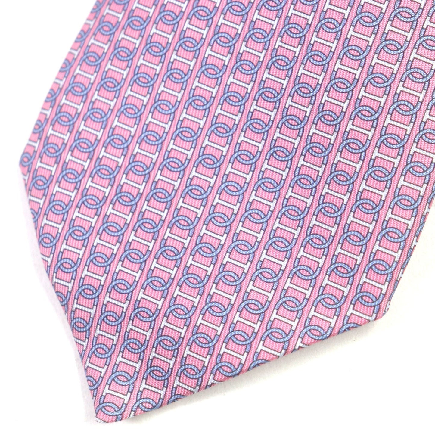 HERMES tie 606134 silk Pink light blue