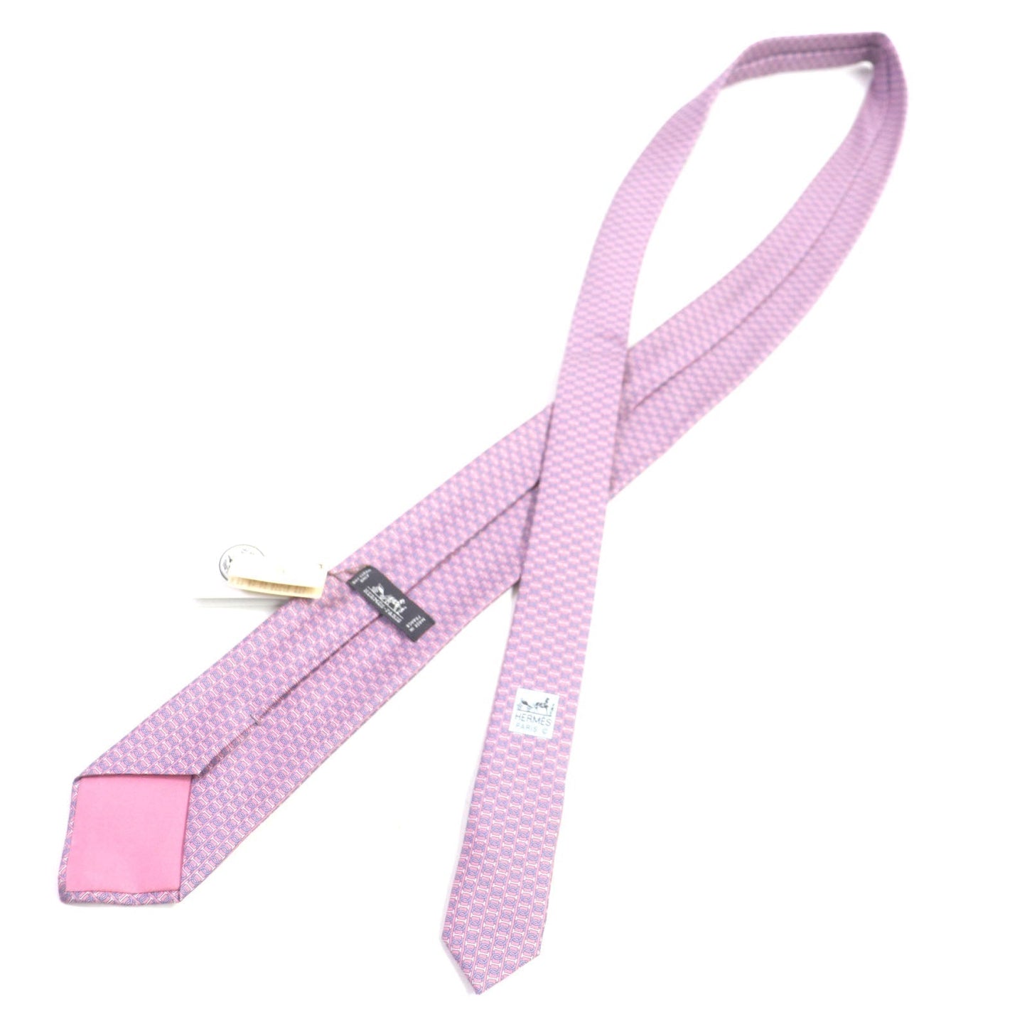 HERMES tie 606134 silk Pink light blue