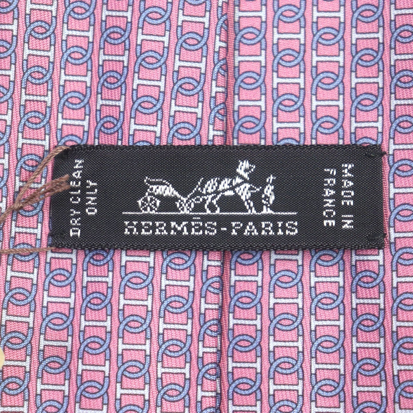 HERMES tie 606134 silk Pink light blue