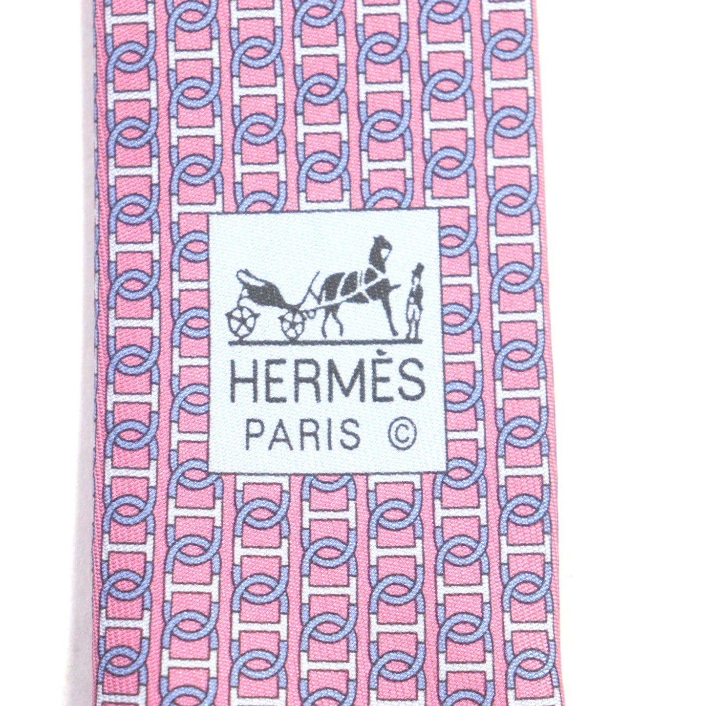 HERMES tie 606134 silk Pink light blue