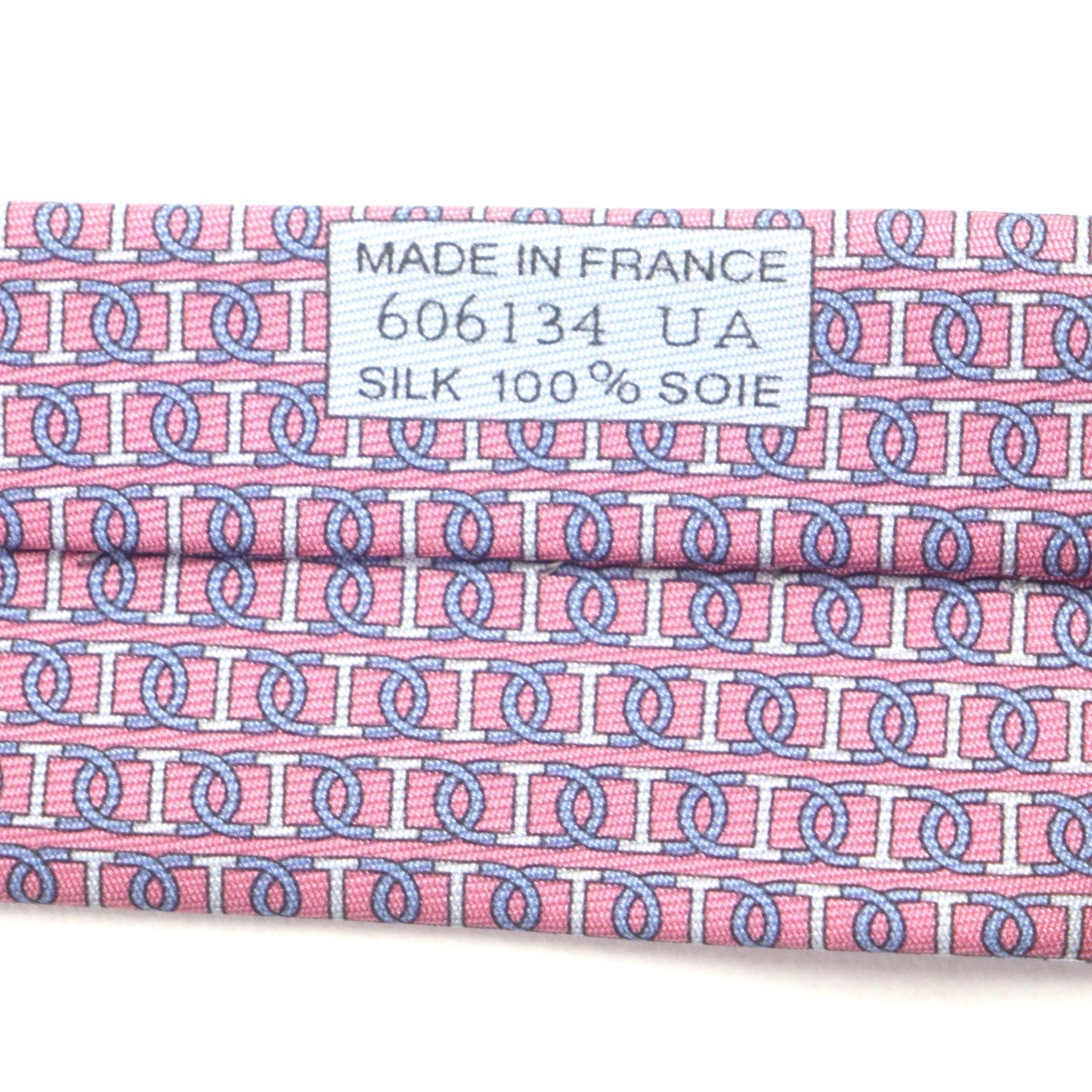 HERMES tie 606134 silk Pink light blue