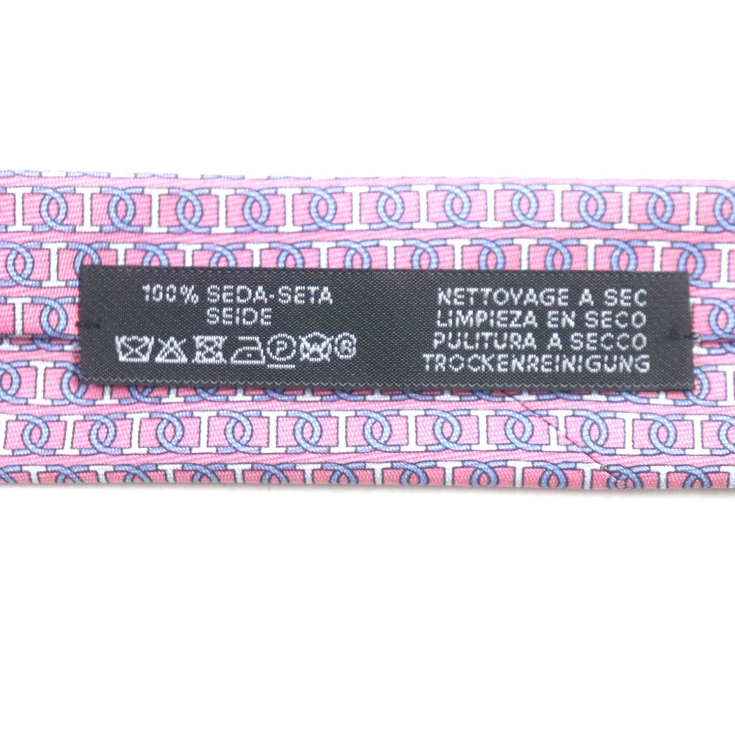 HERMES tie 606134 silk Pink light blue