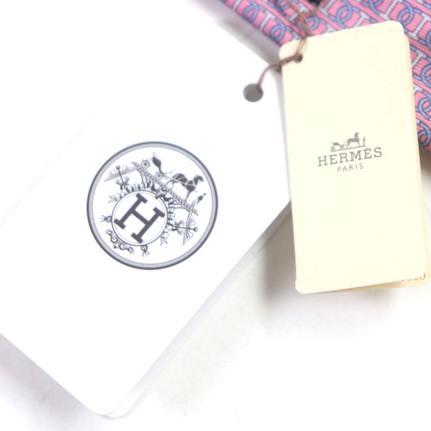 HERMES tie 606134 silk Pink light blue