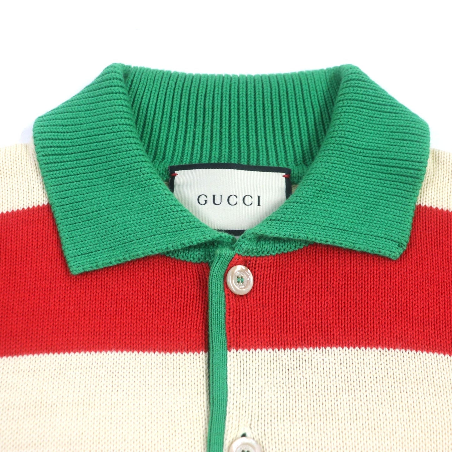 GUCCI Long sleeve polo shirt 571546 cotton Cream Red Green XL