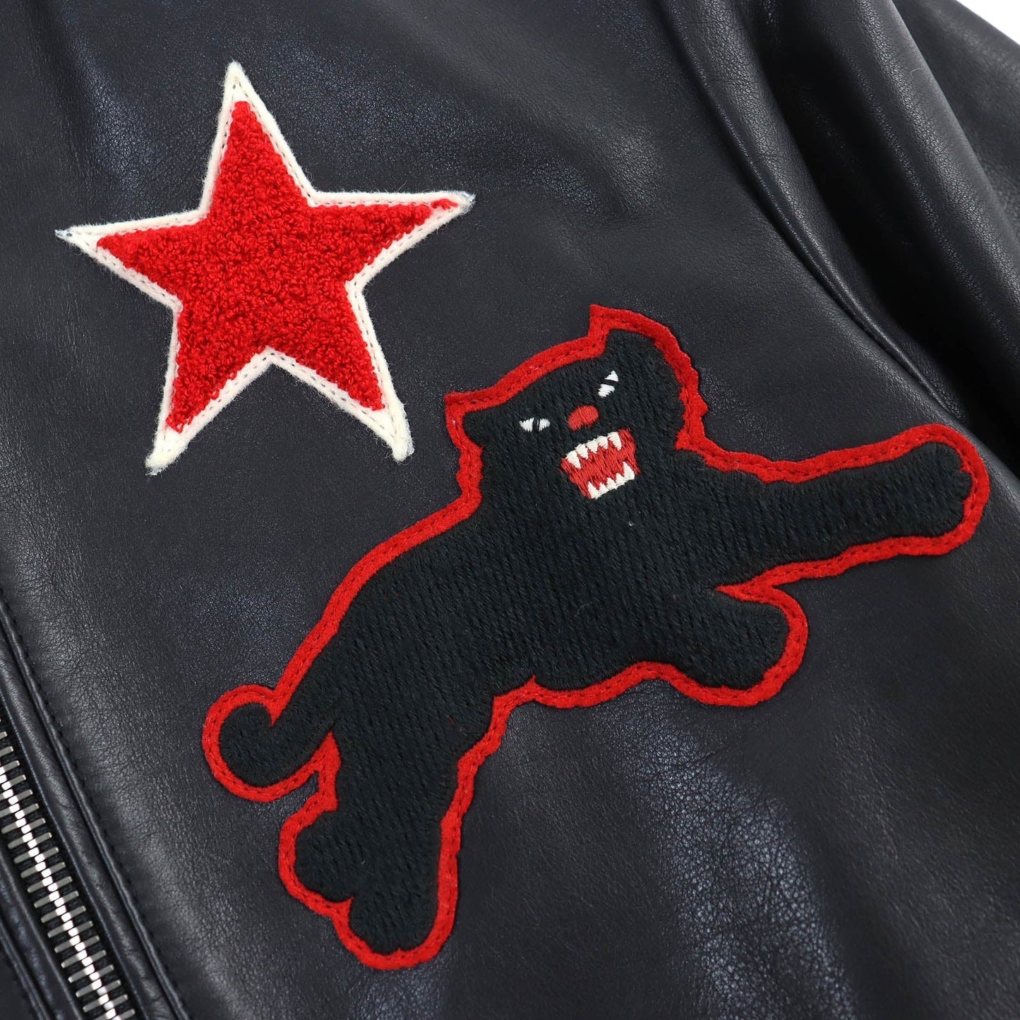 GUCCI Bomber jacket 454035 Cowhide Black red Panther 44