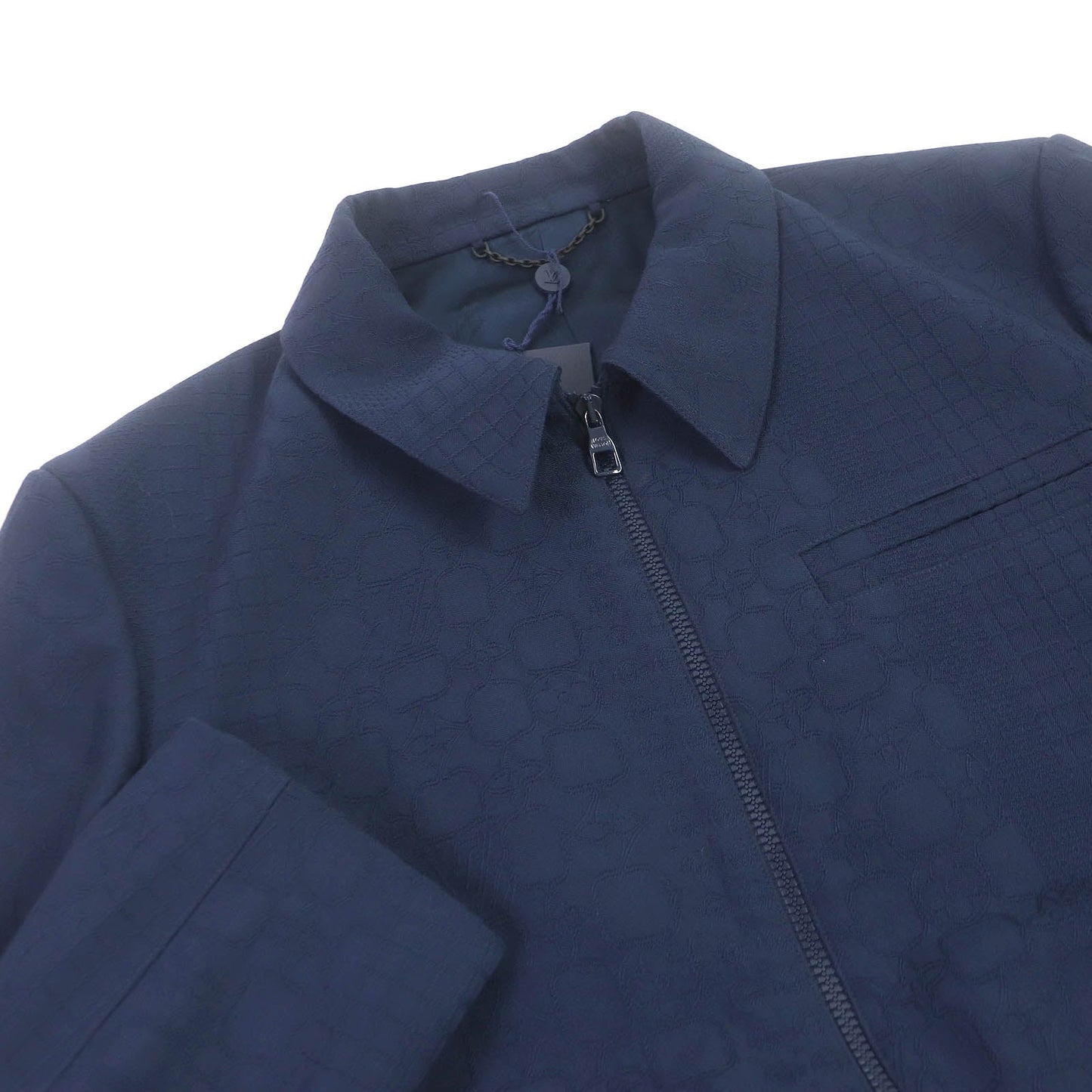 LOUIS VUITTON Blouson Outer: 100% wool, Lining: 35% acetate, Lining: 31% rayon, Lining: 24% cupra, Lining: 10% cotton Navy mens 50 Used