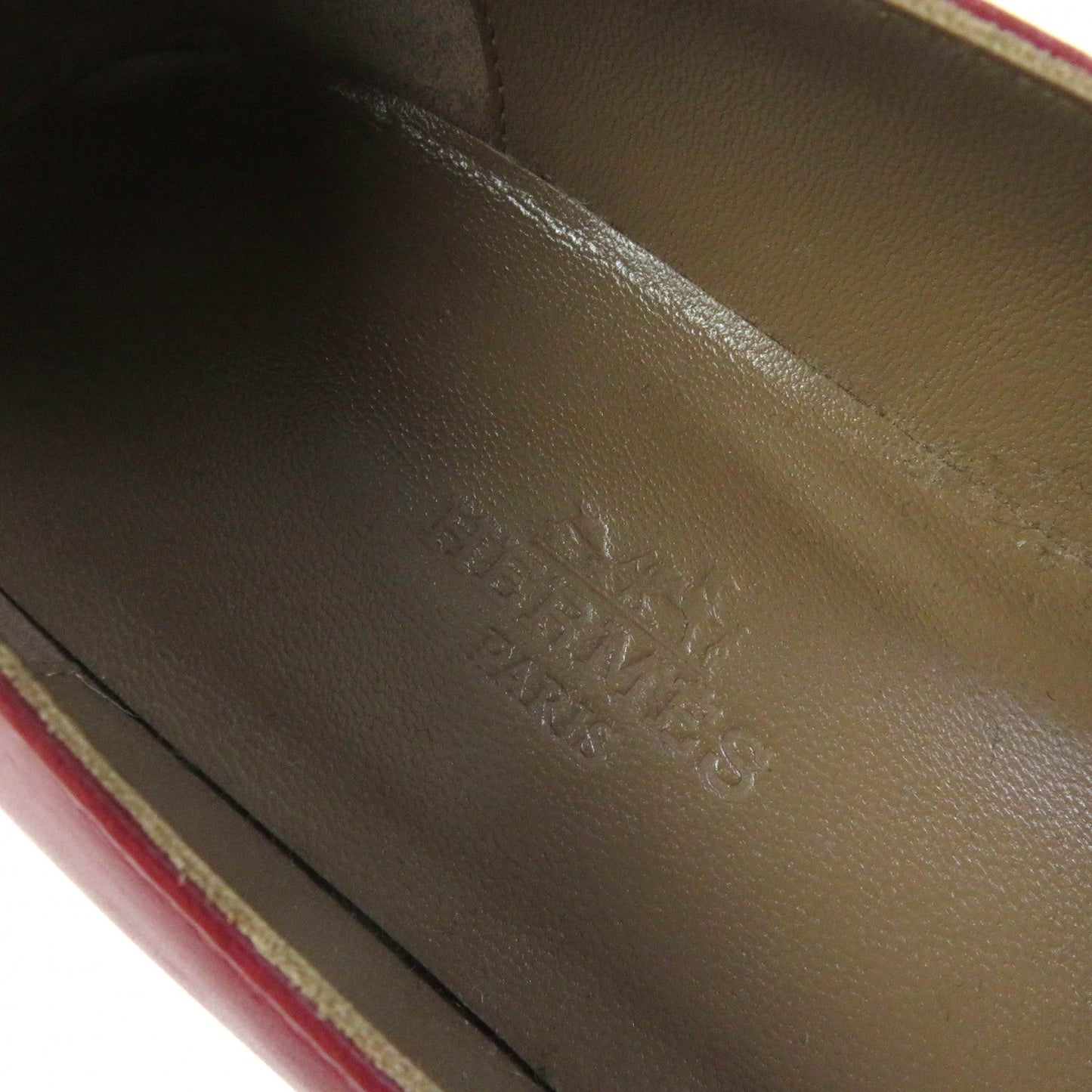 HERMES pumps leather Bordeaux Black 36