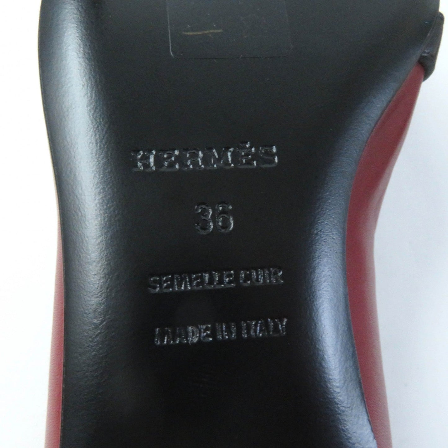 HERMES pumps leather Bordeaux Black 36