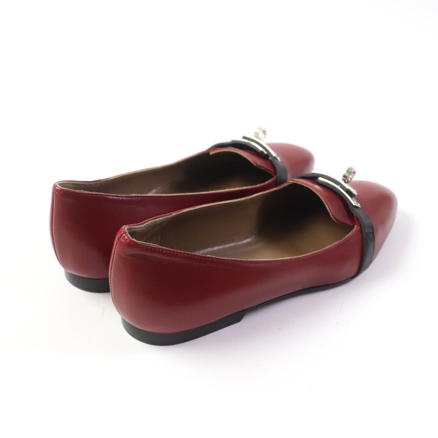 HERMES pumps leather Bordeaux Black 36