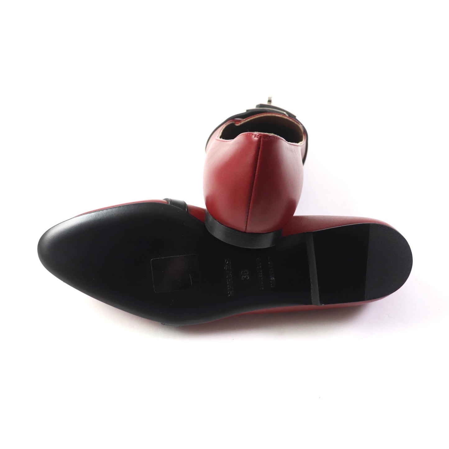 HERMES pumps leather Bordeaux Black 36