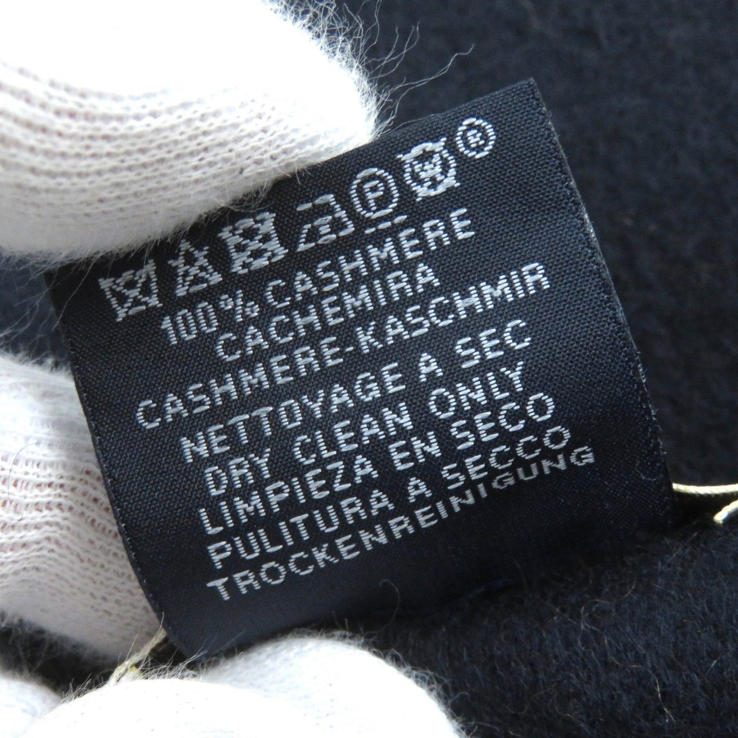 HERMES Scarf Main: 100% cashmere Brown Dark Navy Recto Verso mens Used