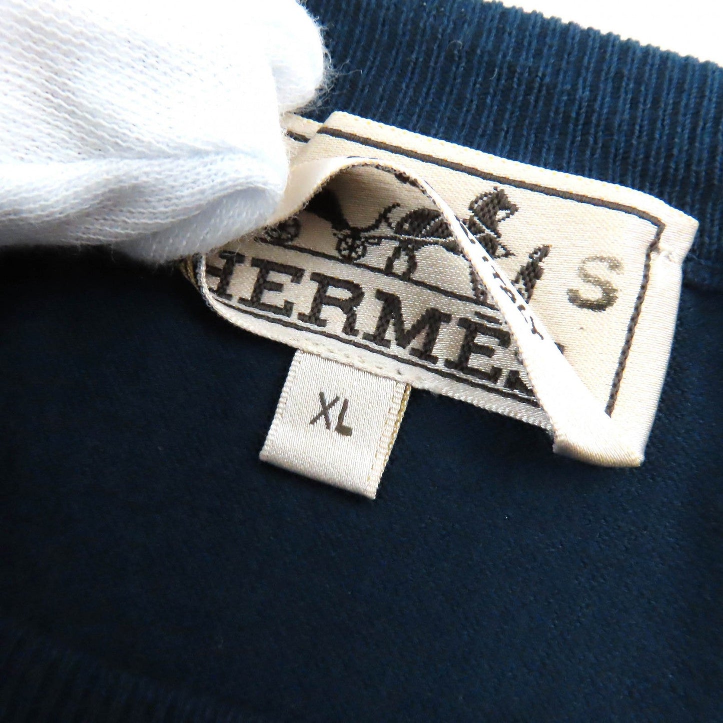 HERMES knit cotton Navy XL