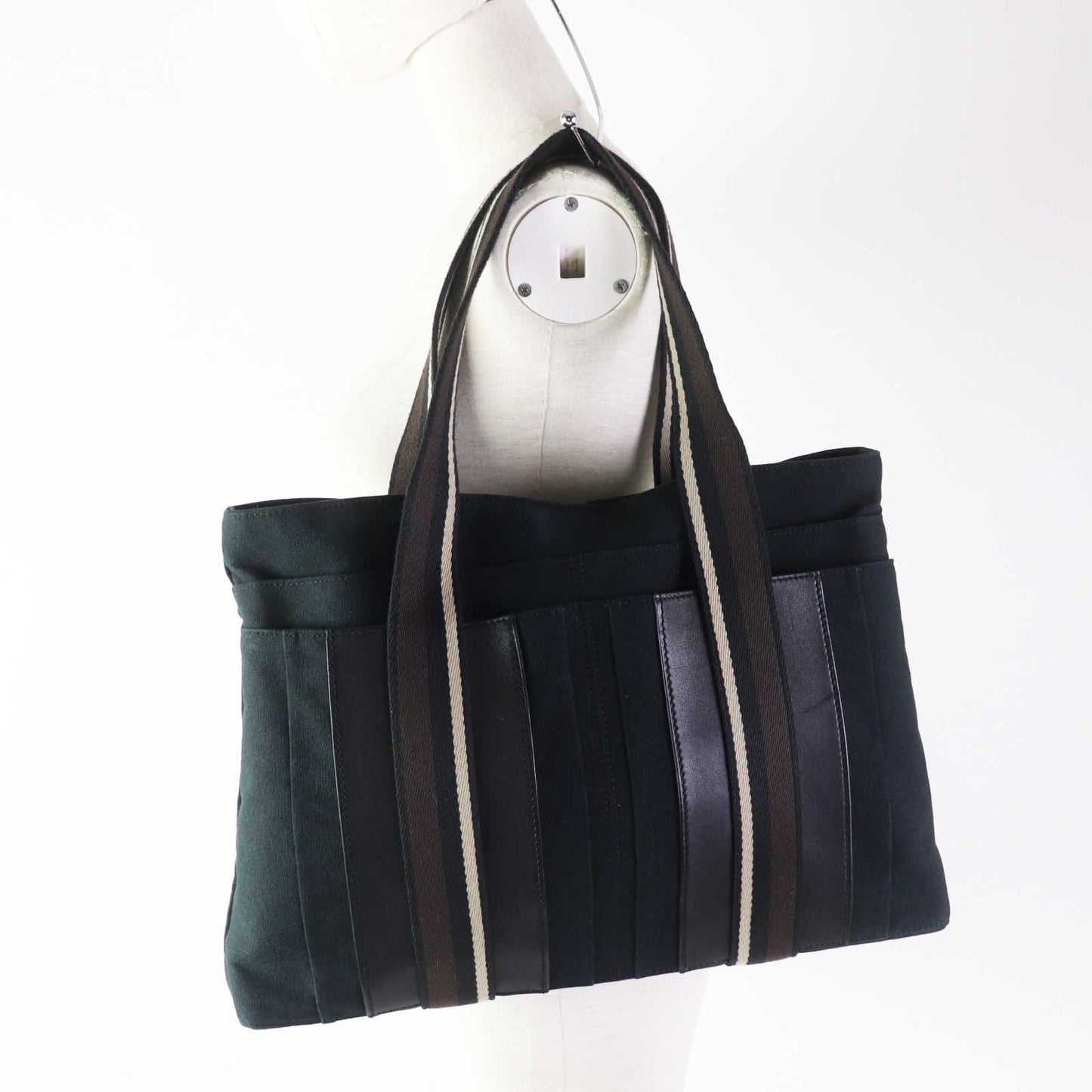 HERMES Tote Bag Canvas, Leather black Toroca Horizontal MM Women(Unisex) Used