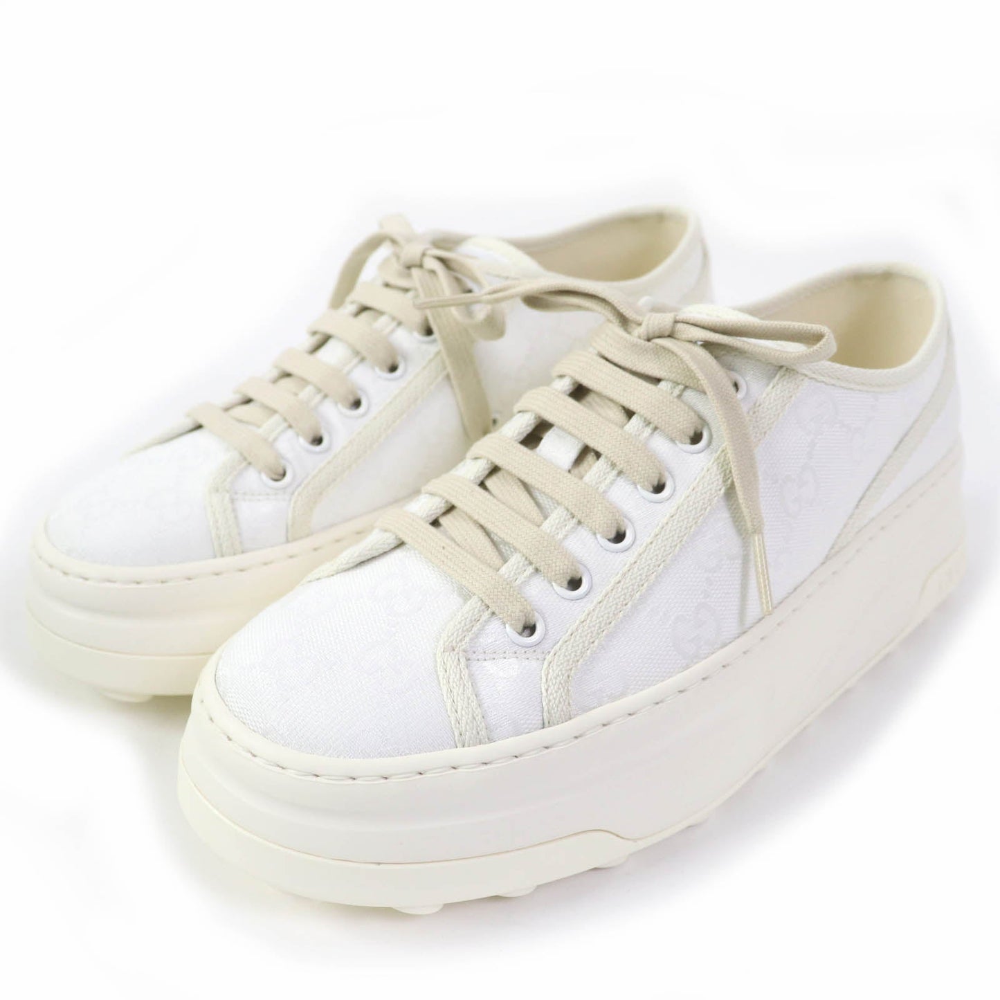GUCCI Low cut sneakers 746767 GG canvas white TENNIS 1977 39.5