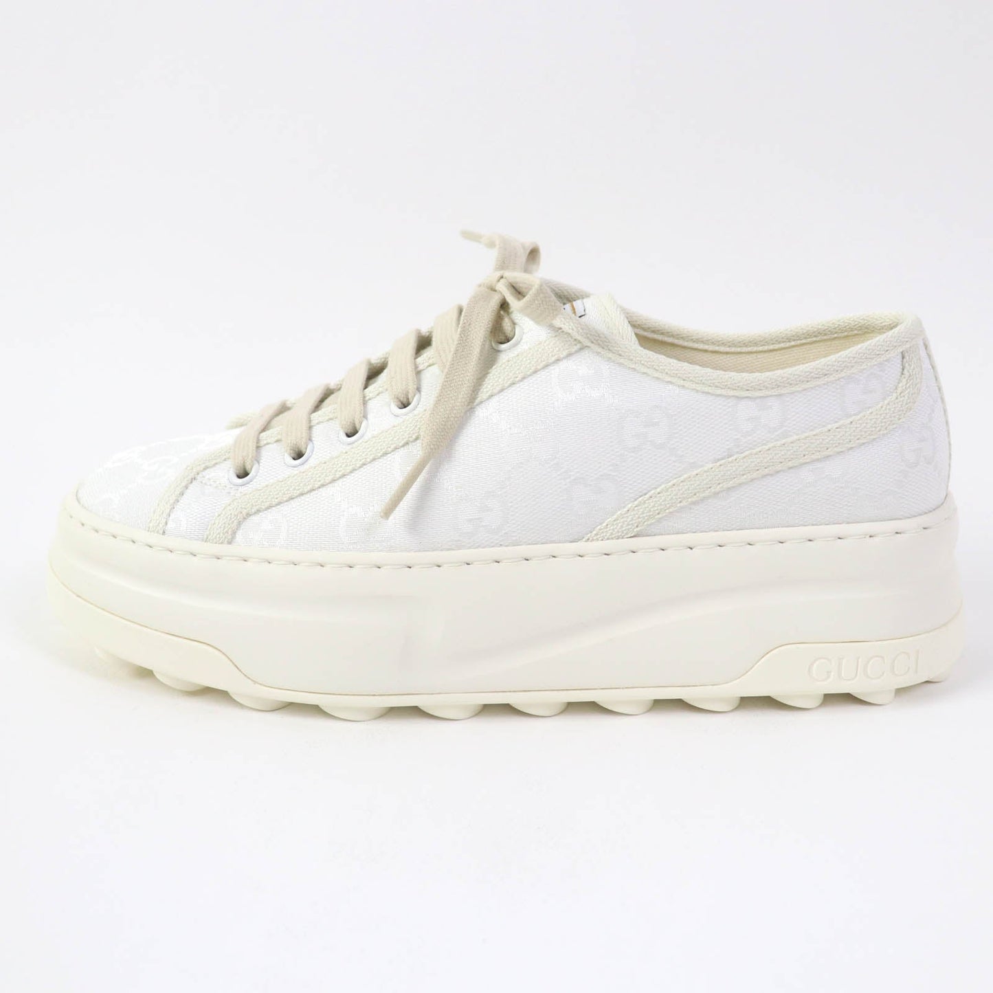 GUCCI Low cut sneakers 746767 GG canvas white TENNIS 1977 39.5
