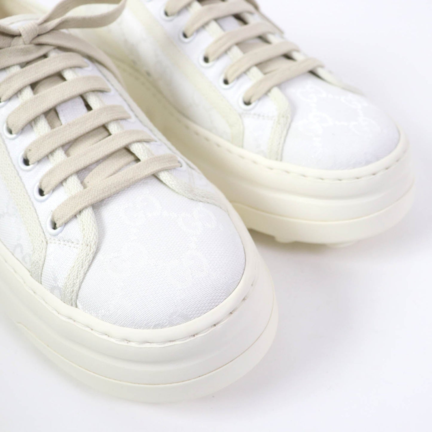 GUCCI Low cut sneakers 746767 GG canvas white TENNIS 1977 39.5