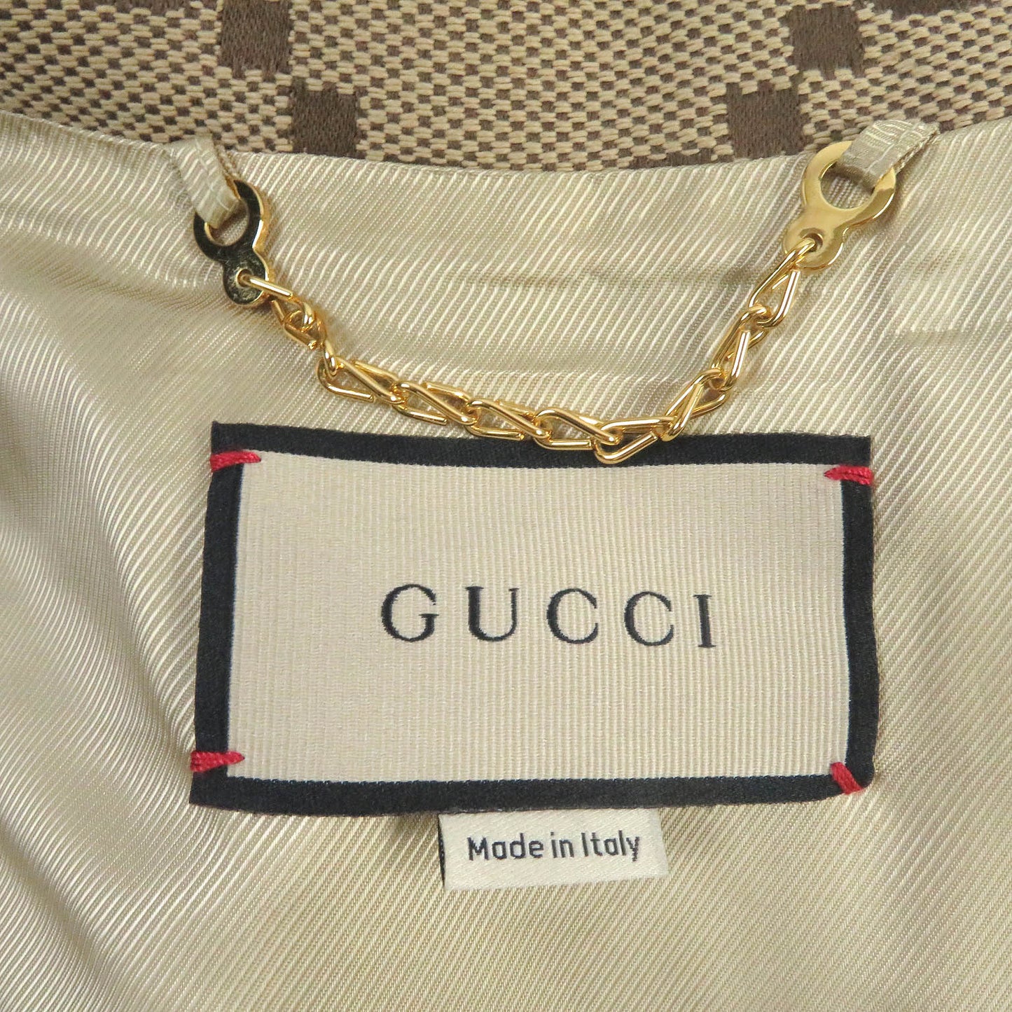 GUCCI Blouson Outer: 70% cotton, Outer: 30% polyester, Lining: 100% rayon, Part: 100% wool, Part: Lamb leather beige mens 44 Used