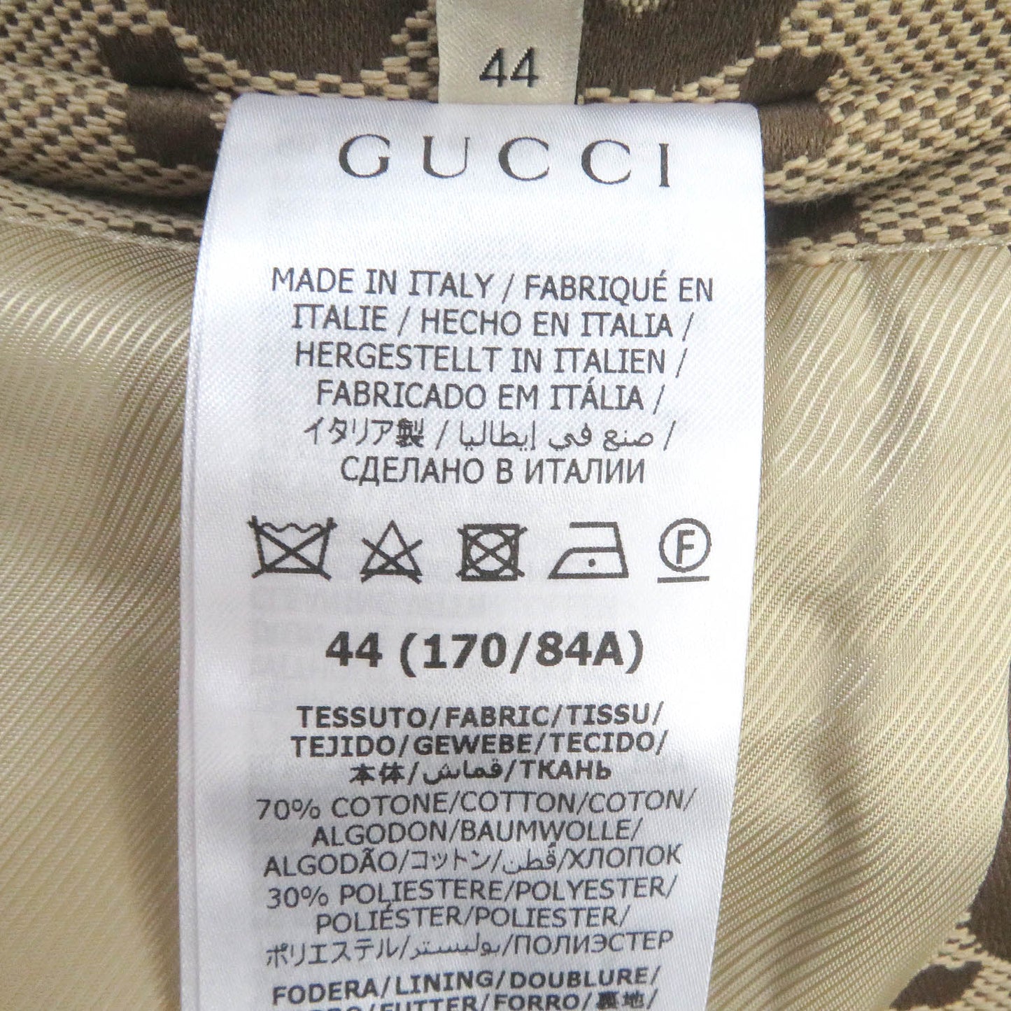 GUCCI Blouson Outer: 70% cotton, Outer: 30% polyester, Lining: 100% rayon, Part: 100% wool, Part: Lamb leather beige mens 44 Used