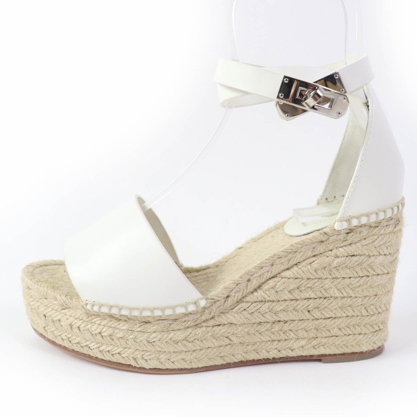 HERMES Sandals leather white Tivoli 37
