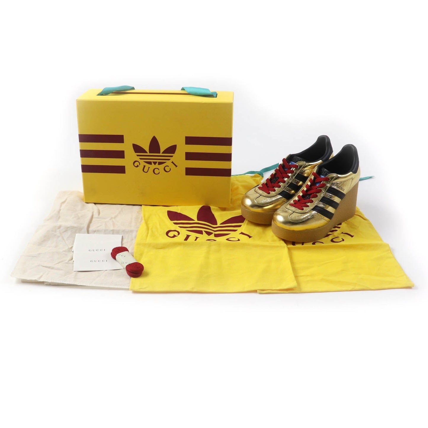 GUCCI sneakers 725628 Patent leather gold Adidas collaboration Gazelle 36