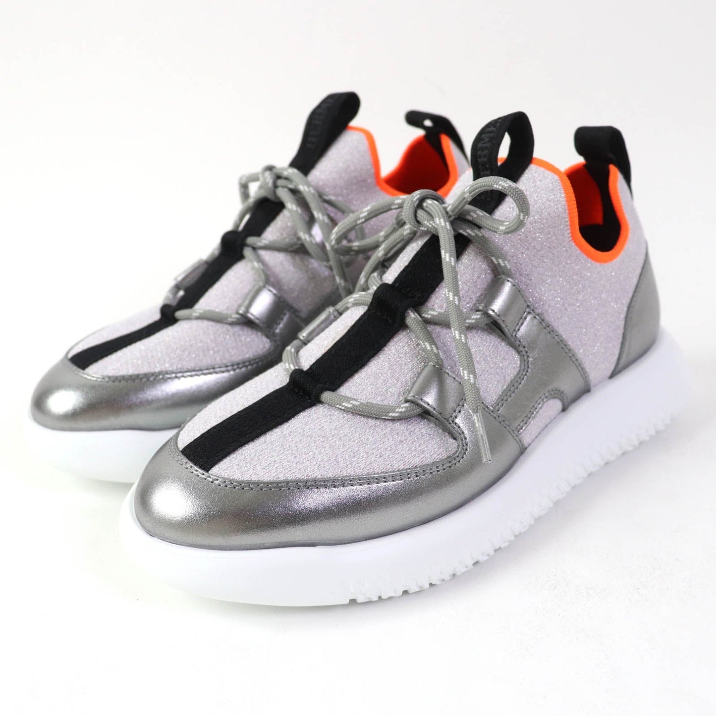 HERMES Low cut sneakers knit Silver Light Purple DUEL Duel 35.5