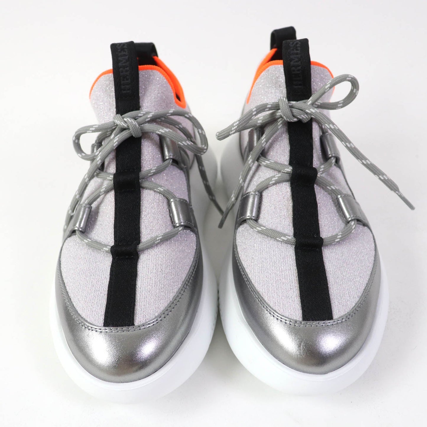 HERMES Low cut sneakers knit Silver Light Purple DUEL Duel 35.5