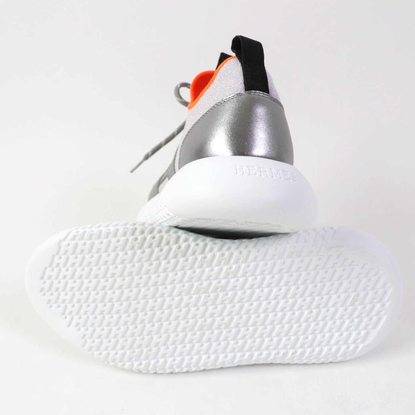 HERMES Low cut sneakers knit Silver Light Purple DUEL Duel 35.5