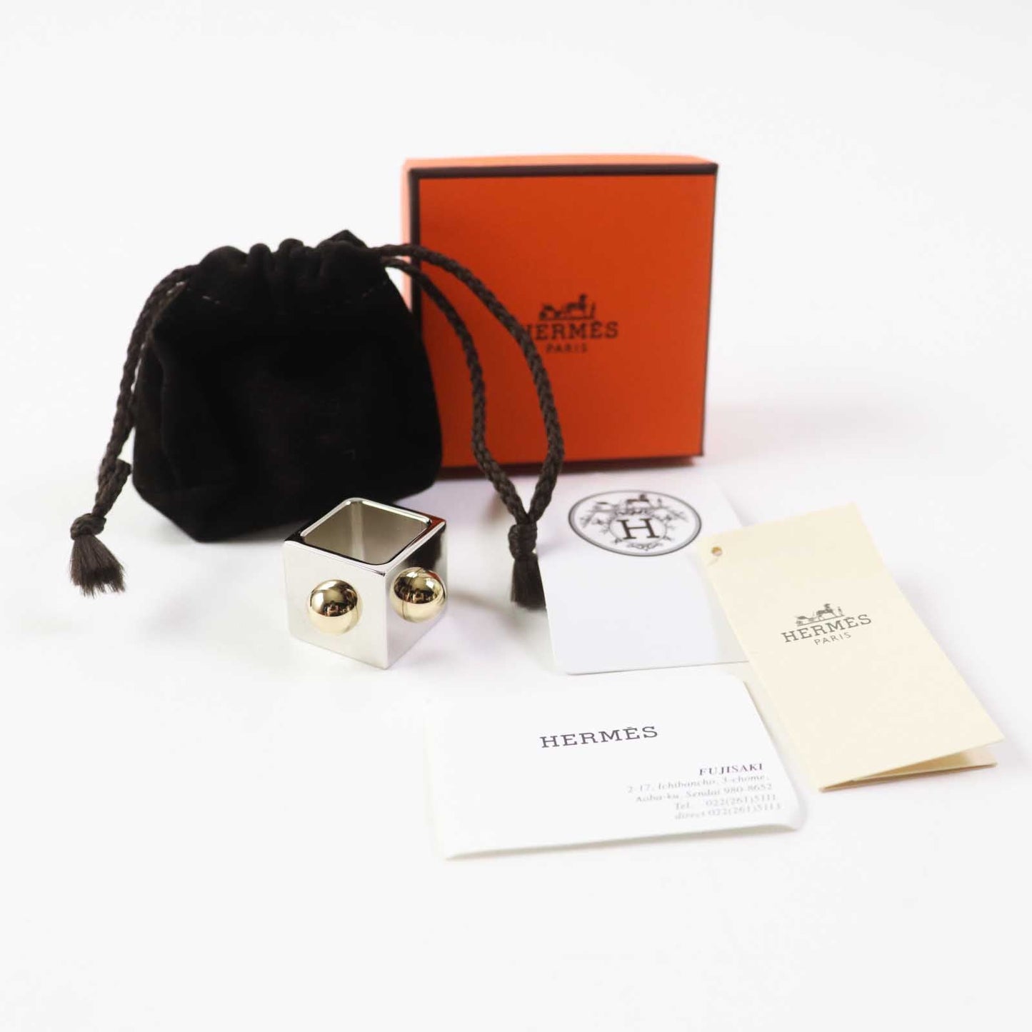 HERMES Scarf ring Metal Gold Plated Gold silver