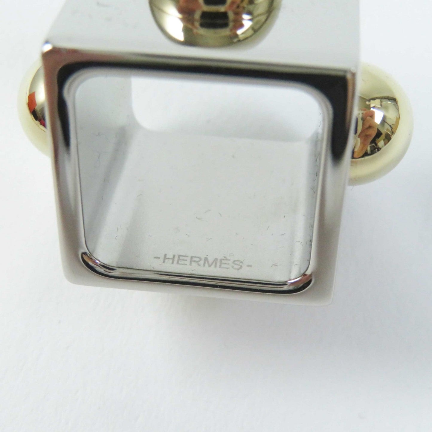 HERMES Scarf ring Metal Gold Plated Gold silver