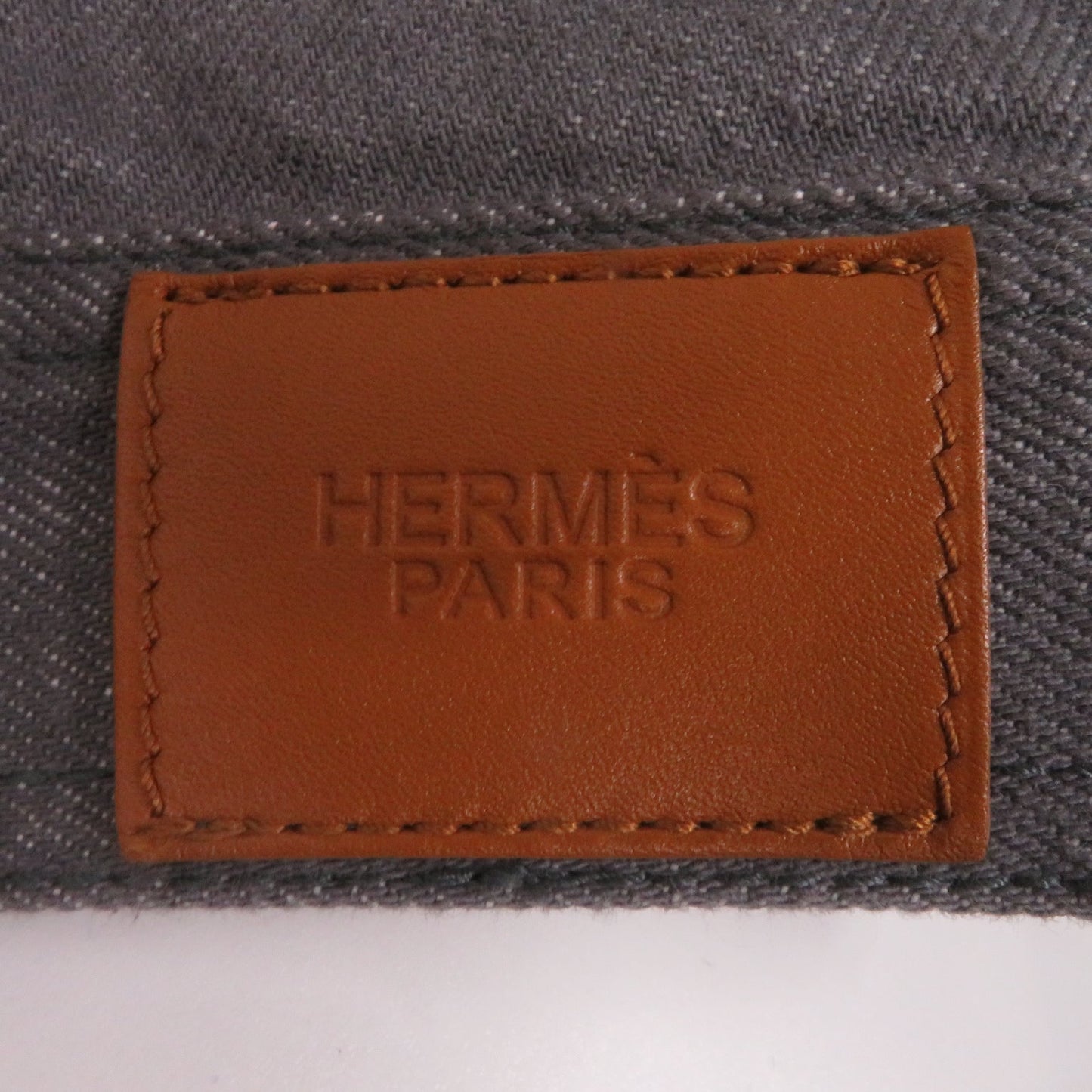HERMES Denim Jacket 2H0256DT Outer: 100% cotton, Lining: 64% cotton, Lining: 33% rayon, Lining: 3% polyurethane, Part: cowhide gray Women 36 Used