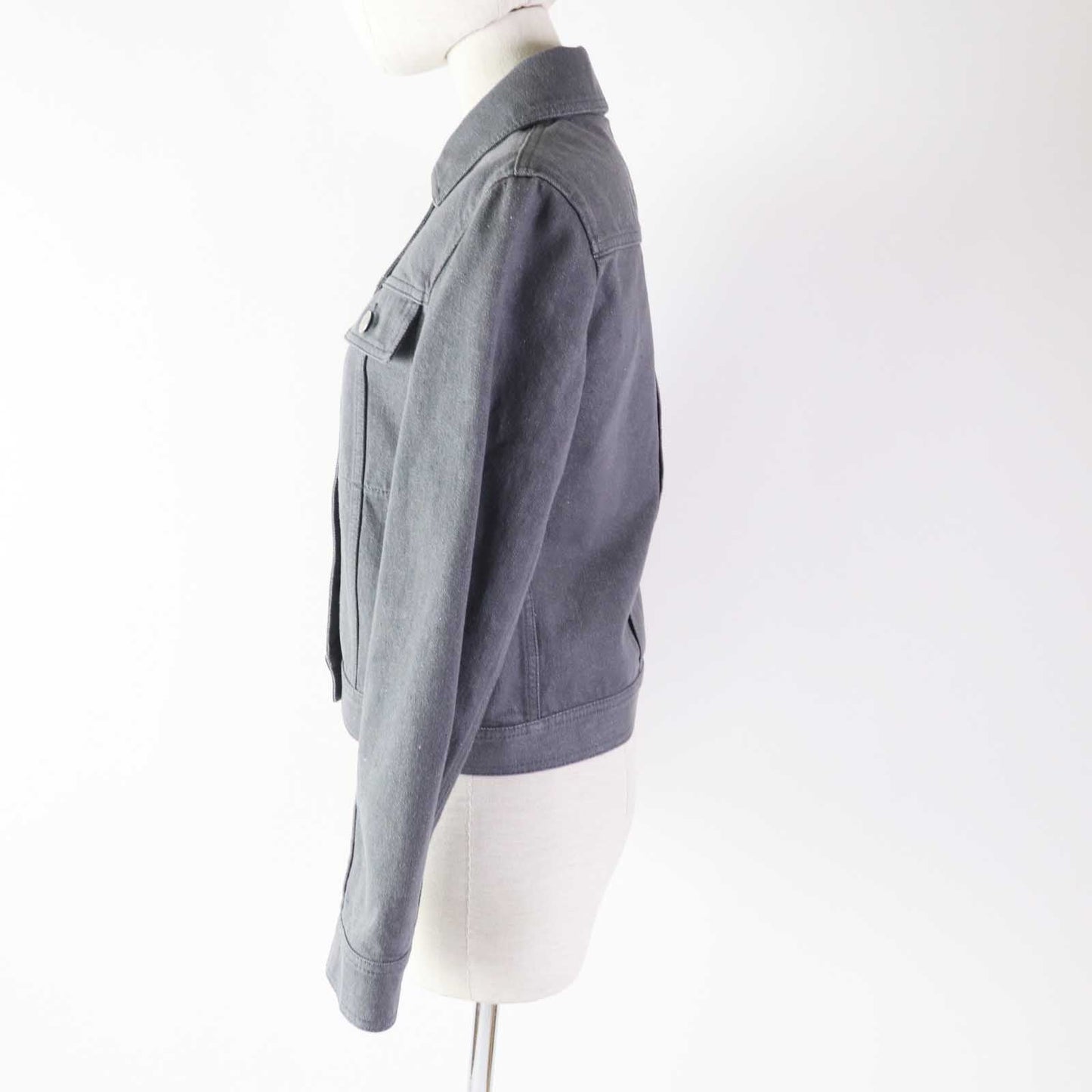 HERMES Denim Jacket 2H0256DT Outer: 100% cotton, Lining: 64% cotton, Lining: 33% rayon, Lining: 3% polyurethane, Part: cowhide gray Women 36 Used
