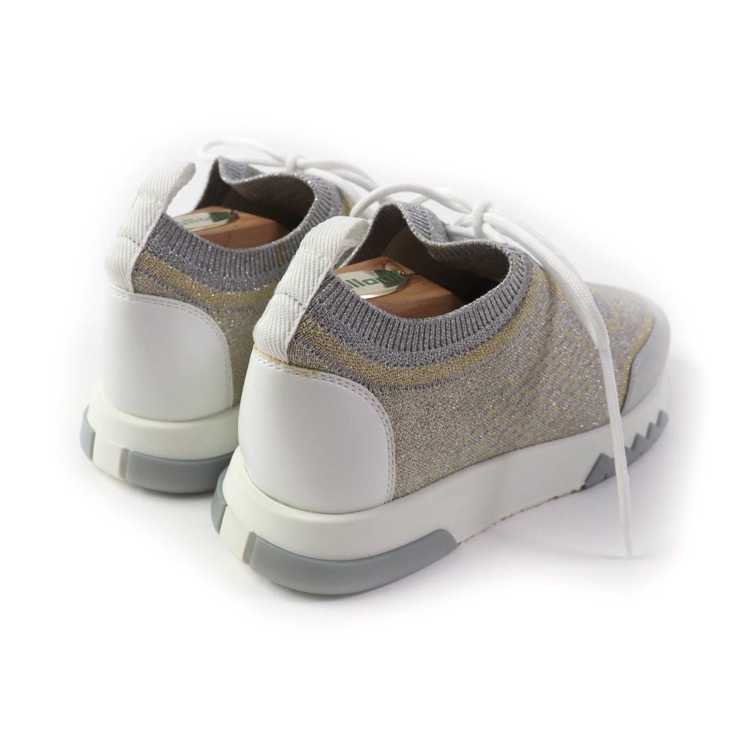 HERMES sneakers knit Grey Silver Gold ADDICT 35