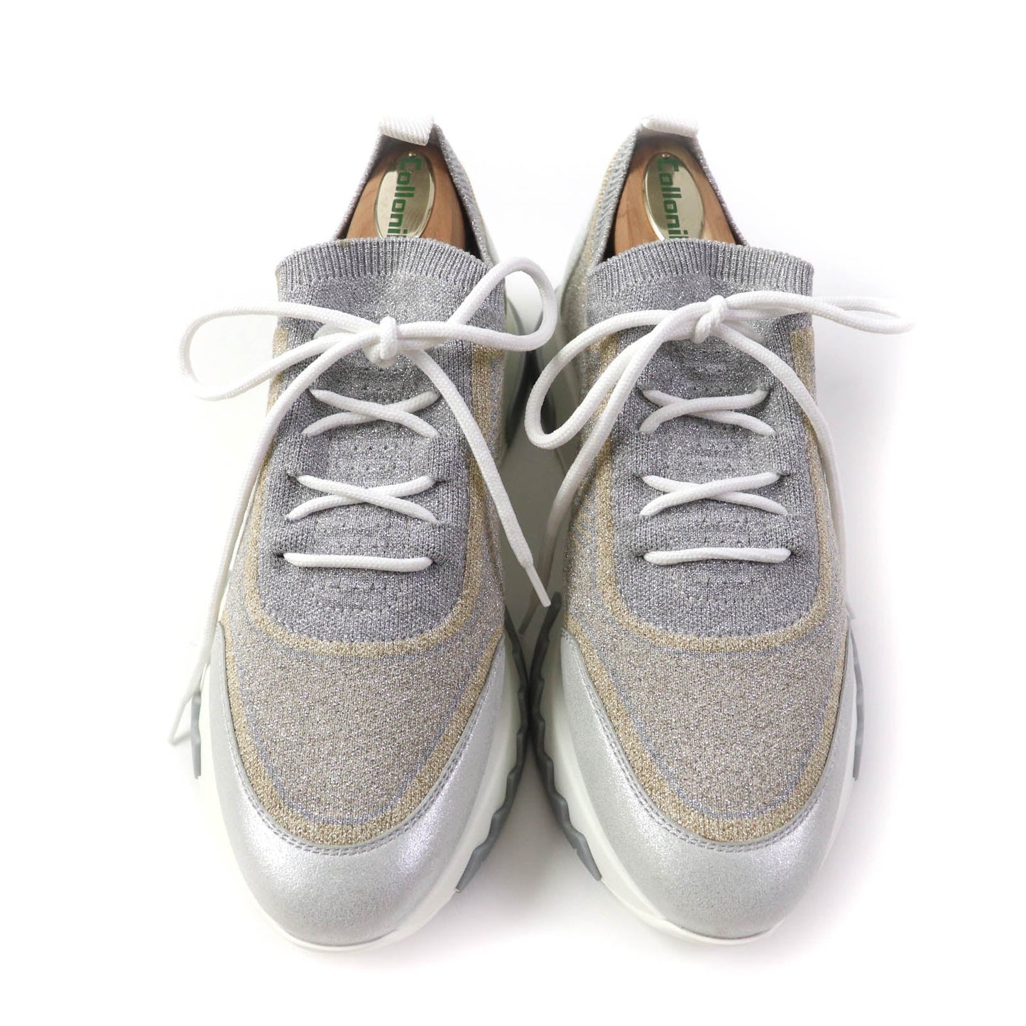 HERMES sneakers knit Grey Silver Gold ADDICT 35