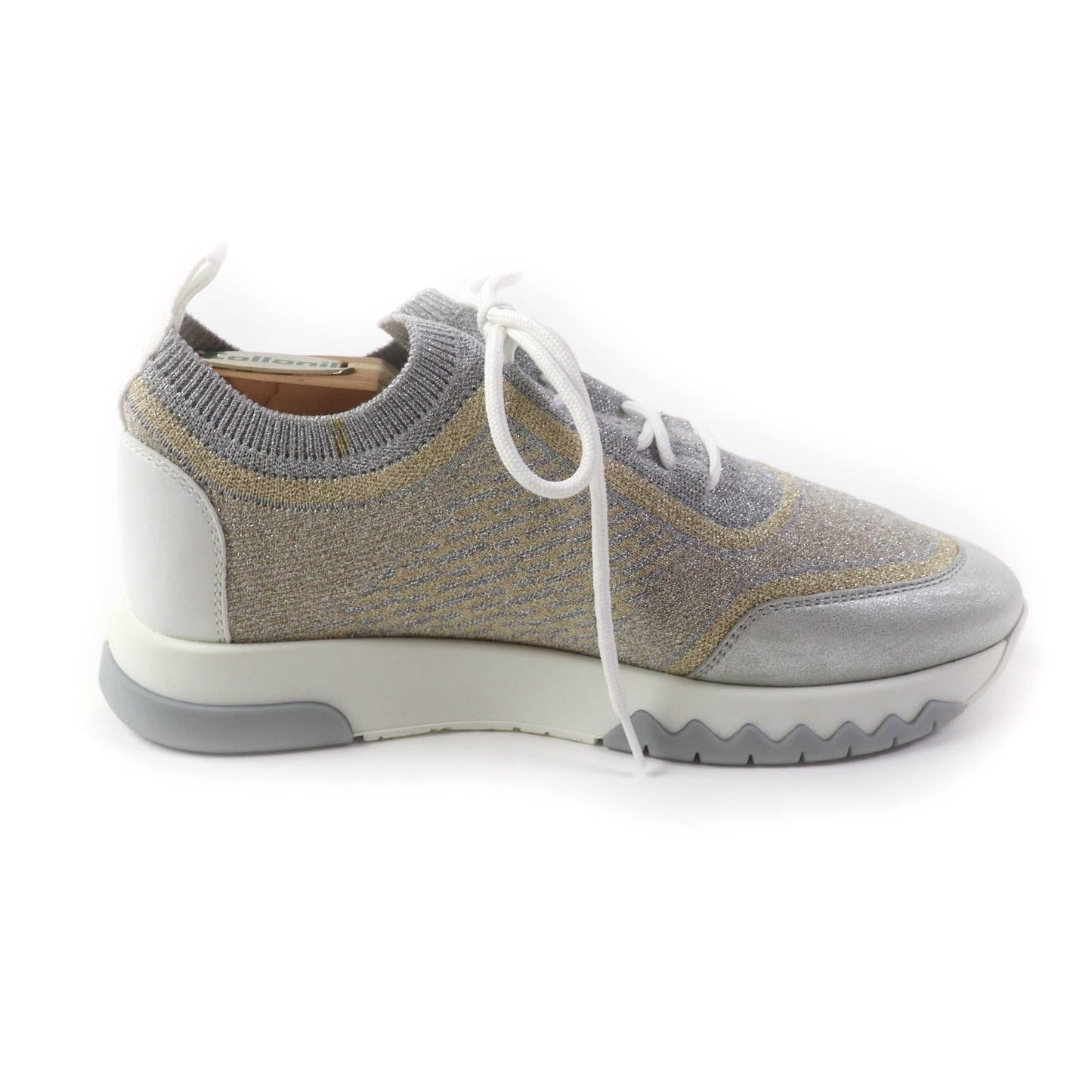 HERMES sneakers knit Grey Silver Gold ADDICT 35