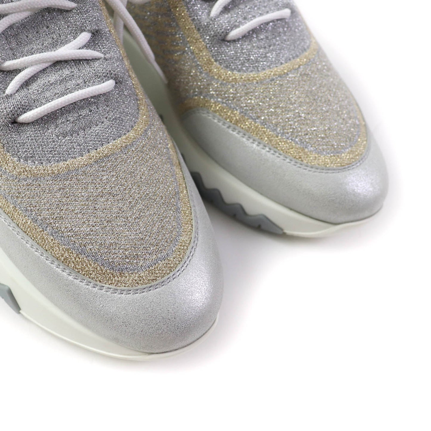 HERMES sneakers knit Grey Silver Gold ADDICT 35