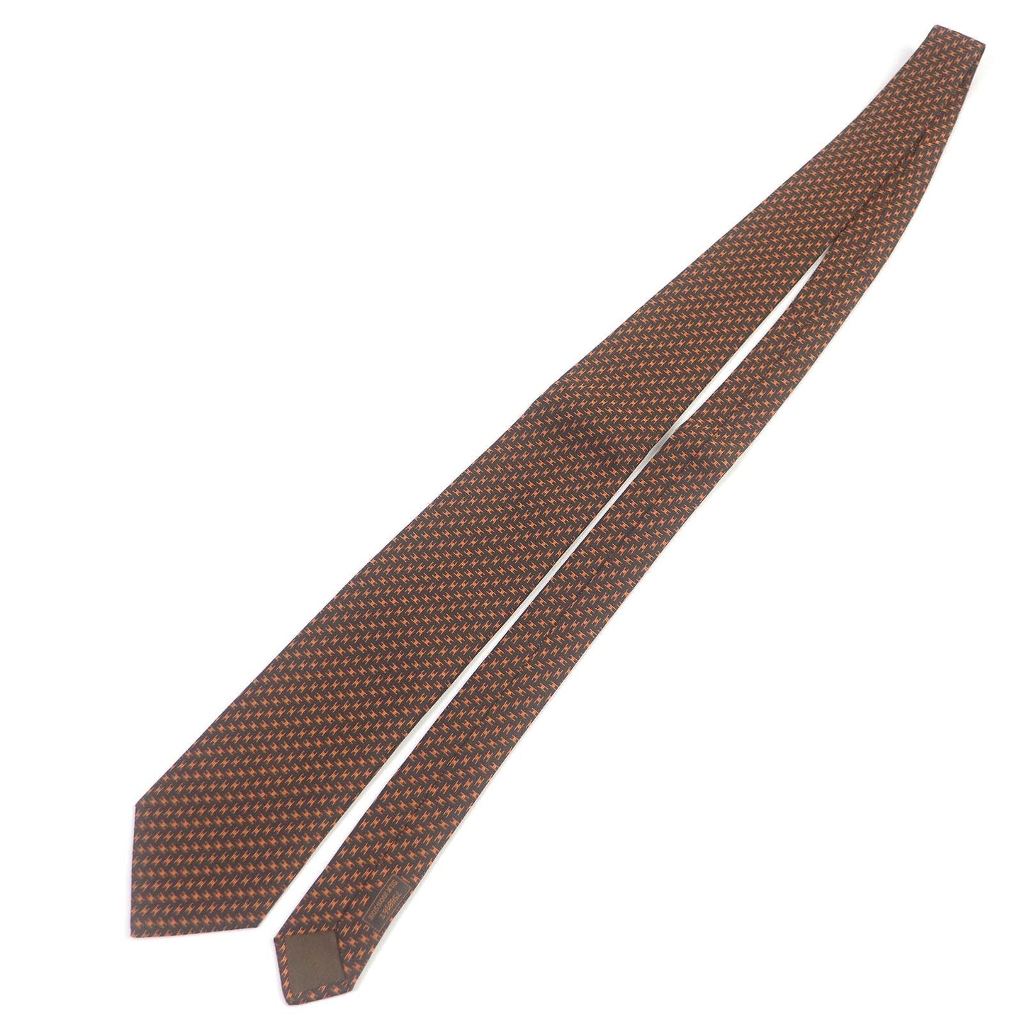 HERMES tie silk Marron Orange