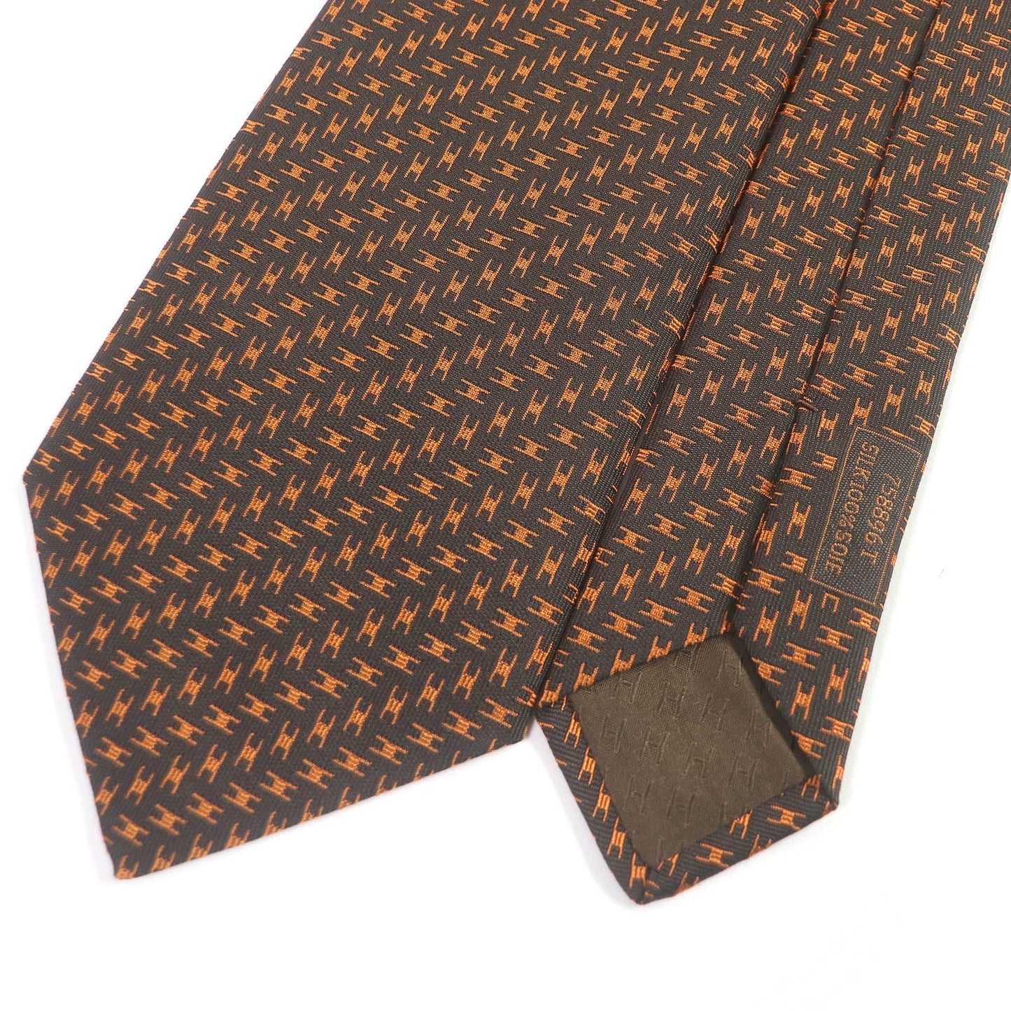 HERMES tie silk Marron Orange