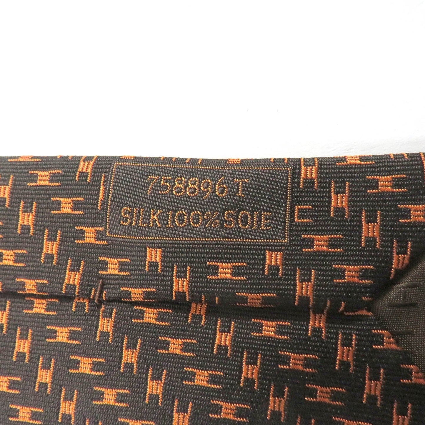 HERMES tie silk Marron Orange