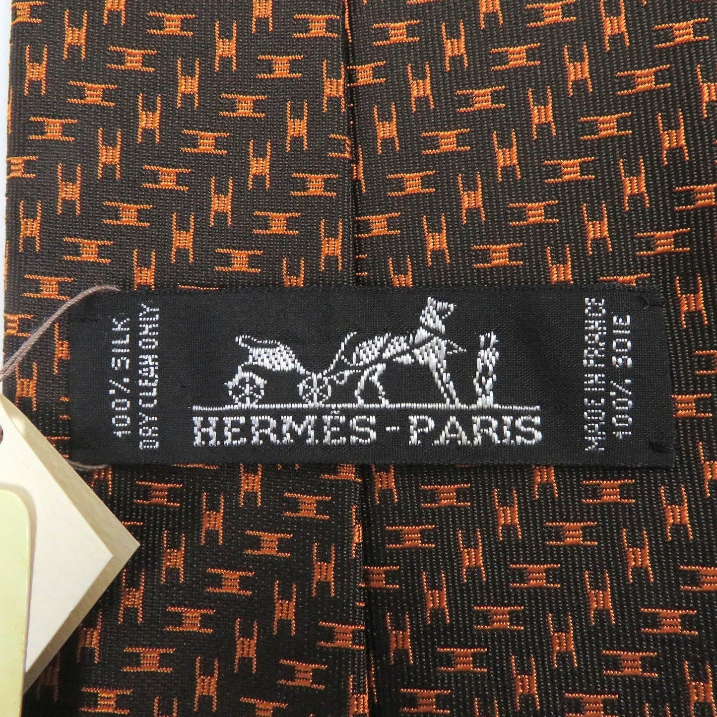 HERMES tie silk Marron Orange