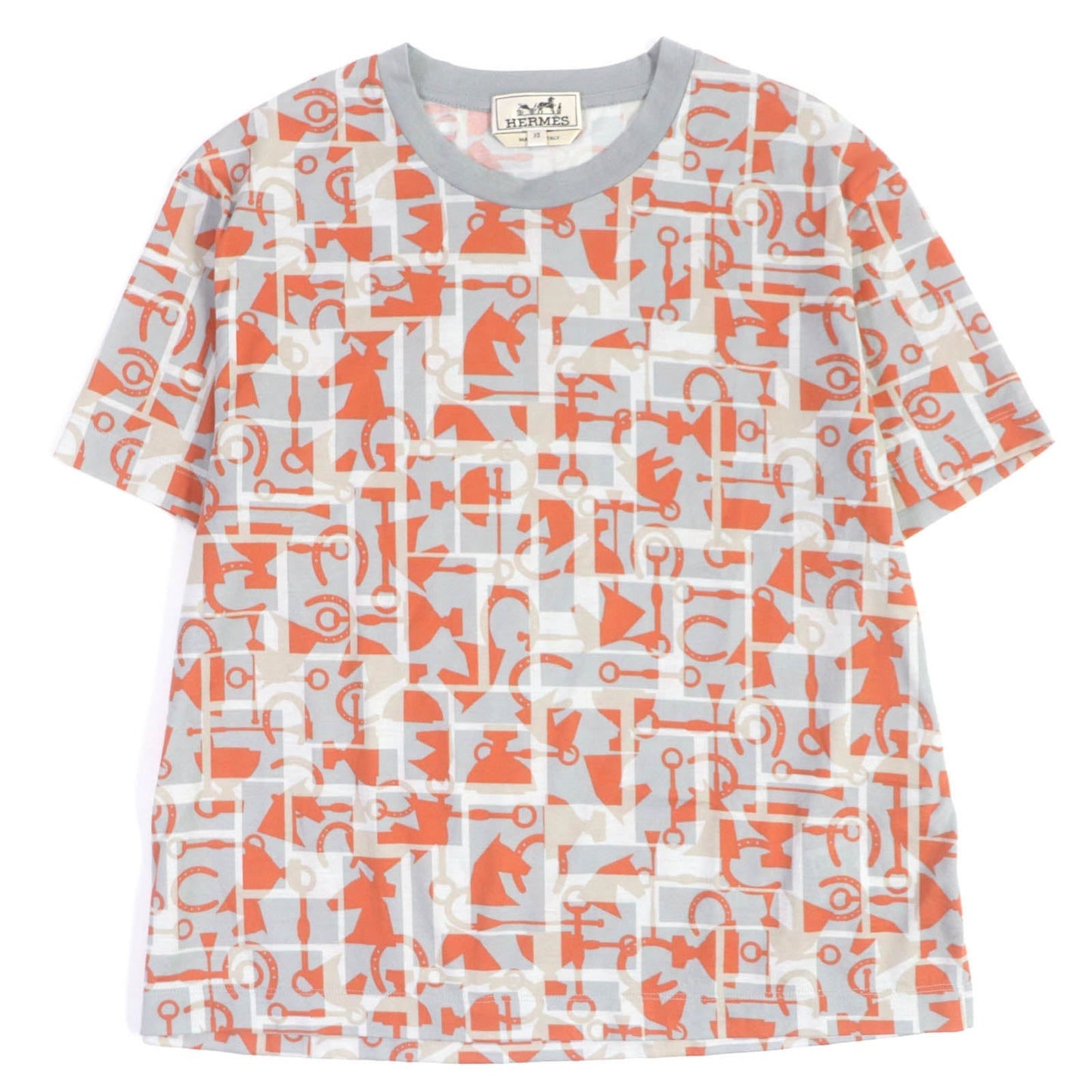 HERMES Short sleeve T-shirt cotton gray XS