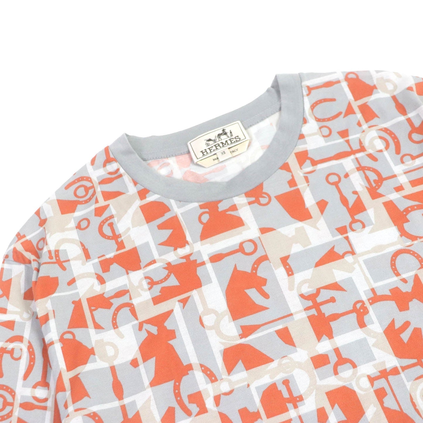 HERMES Short sleeve T-shirt cotton gray XS